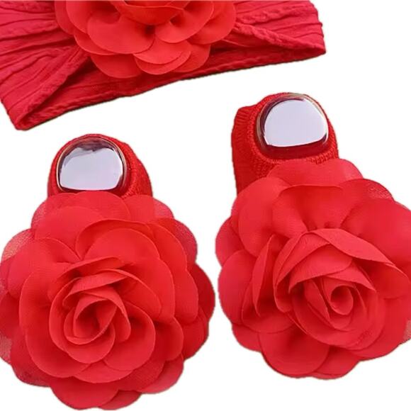 New baby red socks and headband Valentine’s Day - Picture 1 of 2